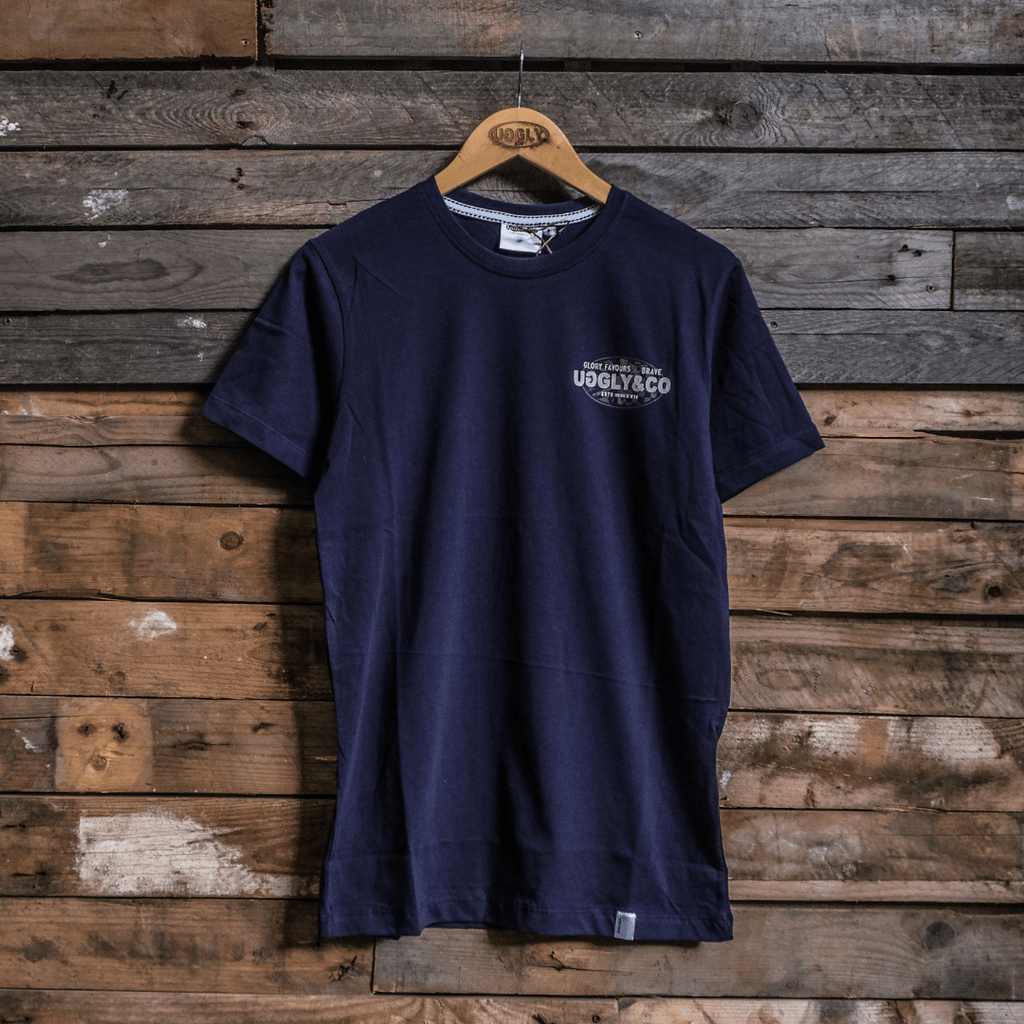 Uggly & Co Navy Union Jack Tee – Vintage Cotton British Racing Shirt