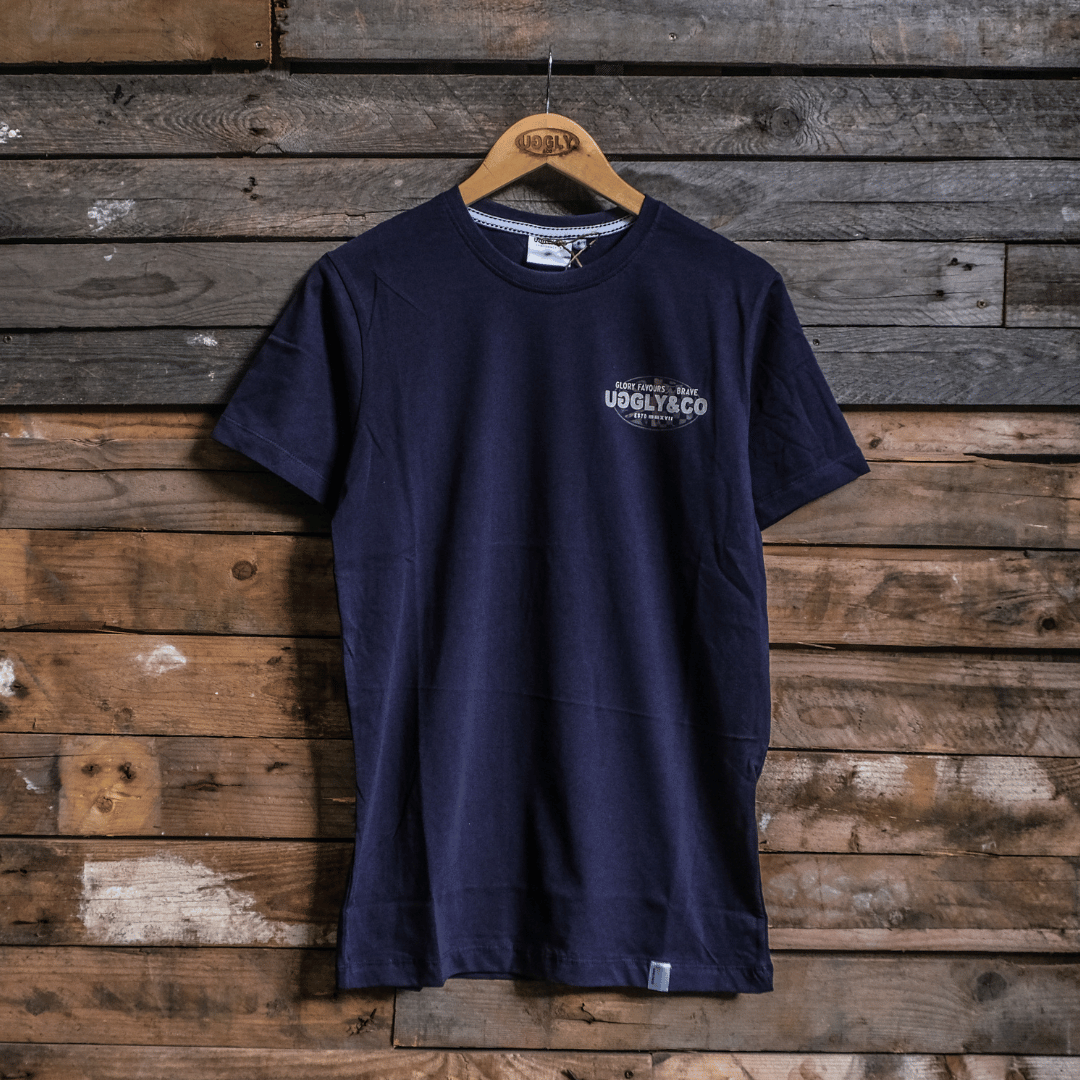 Uggly & Co Navy Union Jack Tee – Vintage Cotton British Racing Shirt
