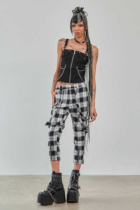 Banned Apparel Street Anarchy Zip Front Top | Black Punk Chain Detail