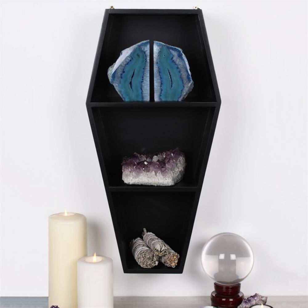 Kate's Clothing Coffin Display Shelf – Gothic Wooden Trinket Shelving