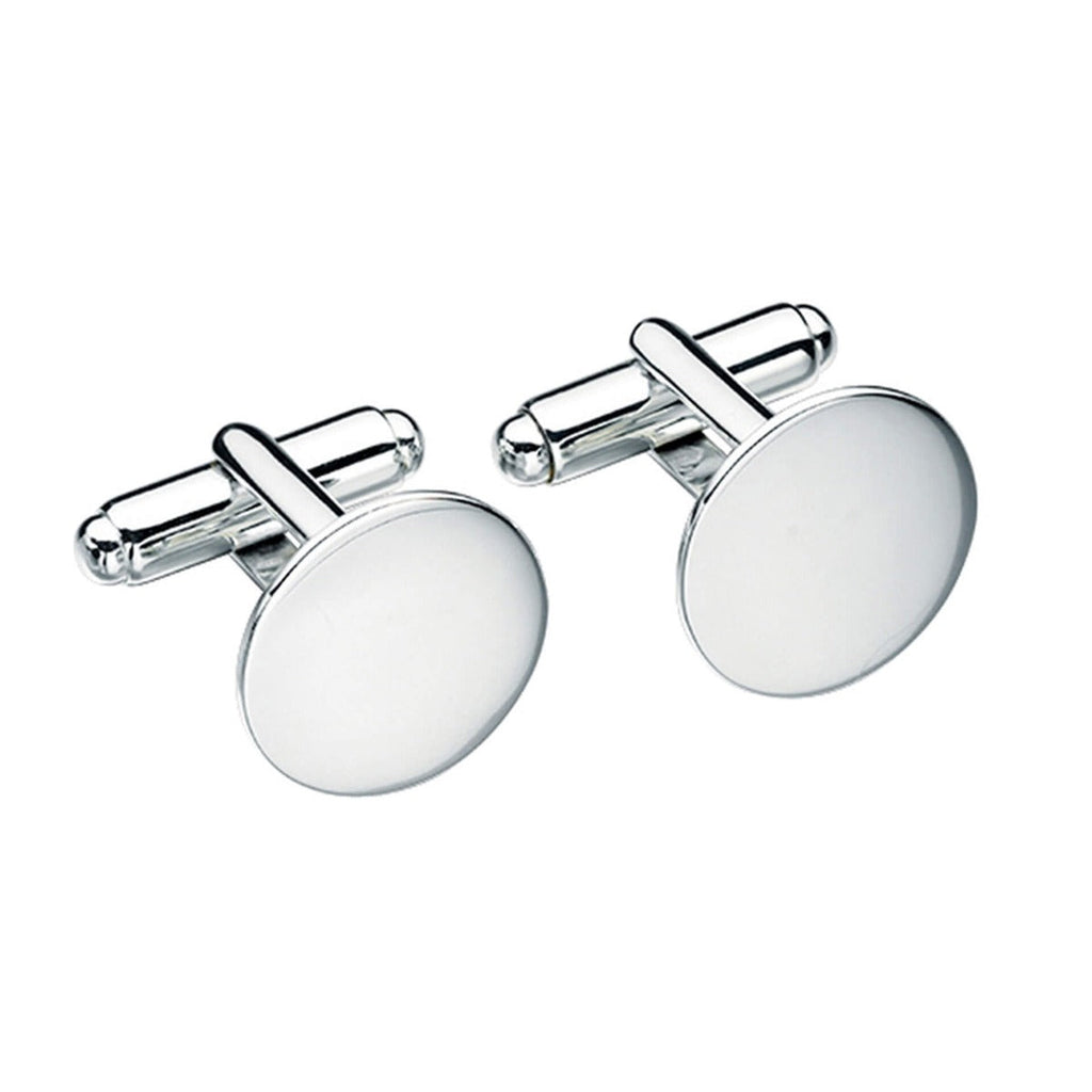 Sterling Silver Round Cufflinks – Engravable Gecko Jewellery Retail