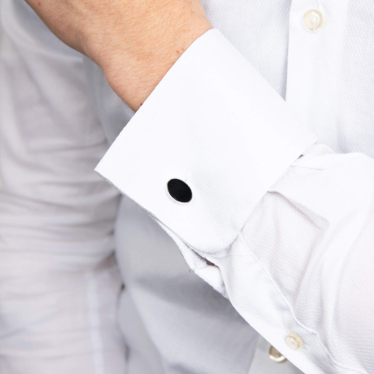 Gecko Jewellery Recycled Sterling Silver Oval Black Onyx Cufflinks