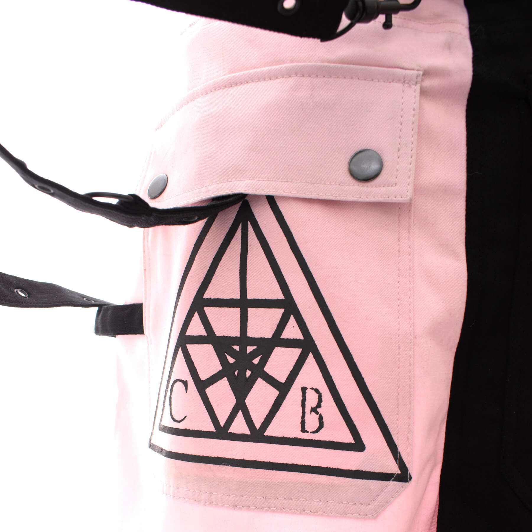Chemical Black Gothic Mini Skirt – Black and Pink Strap Detail