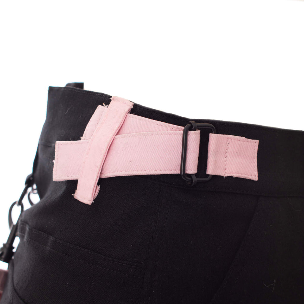 Chemical Black Gothic Mini Skirt – Black and Pink Strap Detail