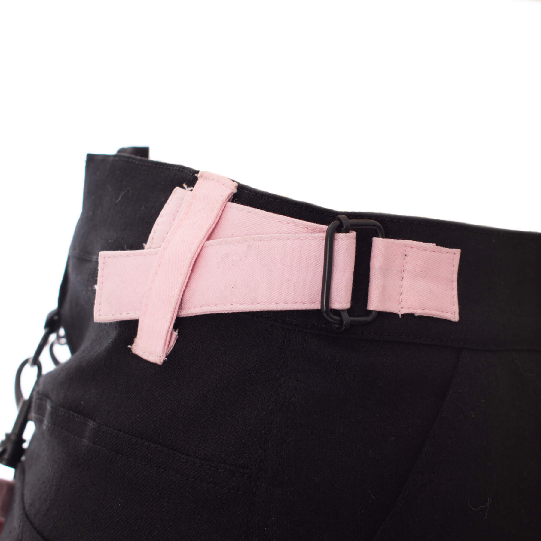 Chemical Black Gothic Mini Skirt – Black and Pink Strap Detail