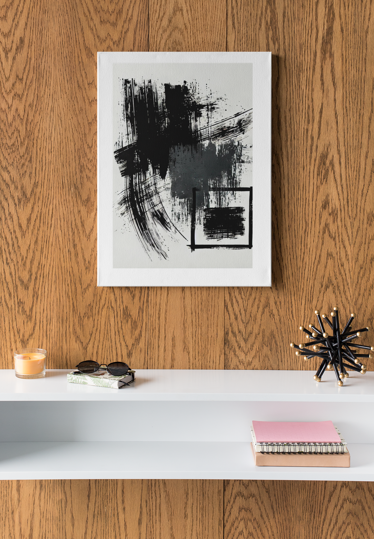 Bold Black Brushstroke Canvas – Minimal Abstract Wall Art | Modern Monochrome Decor