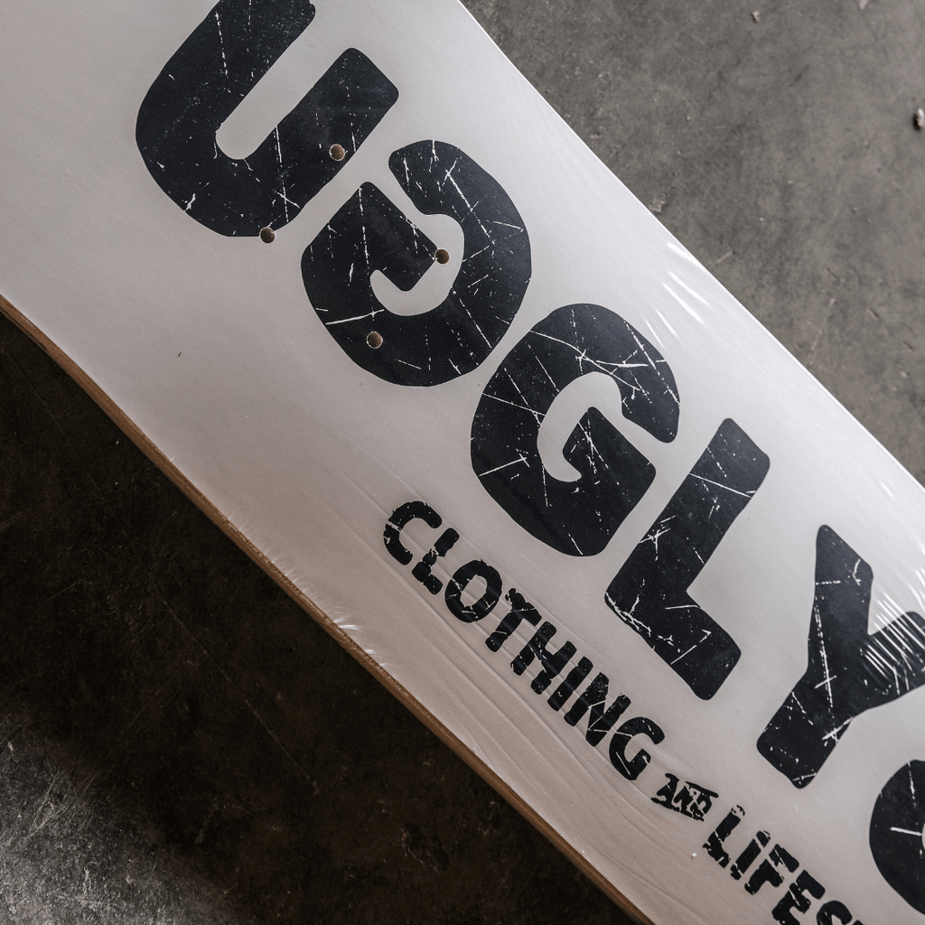 Uggly and Co Classic Maple Wood Skateboard Deck – 8.25" Distressed Art