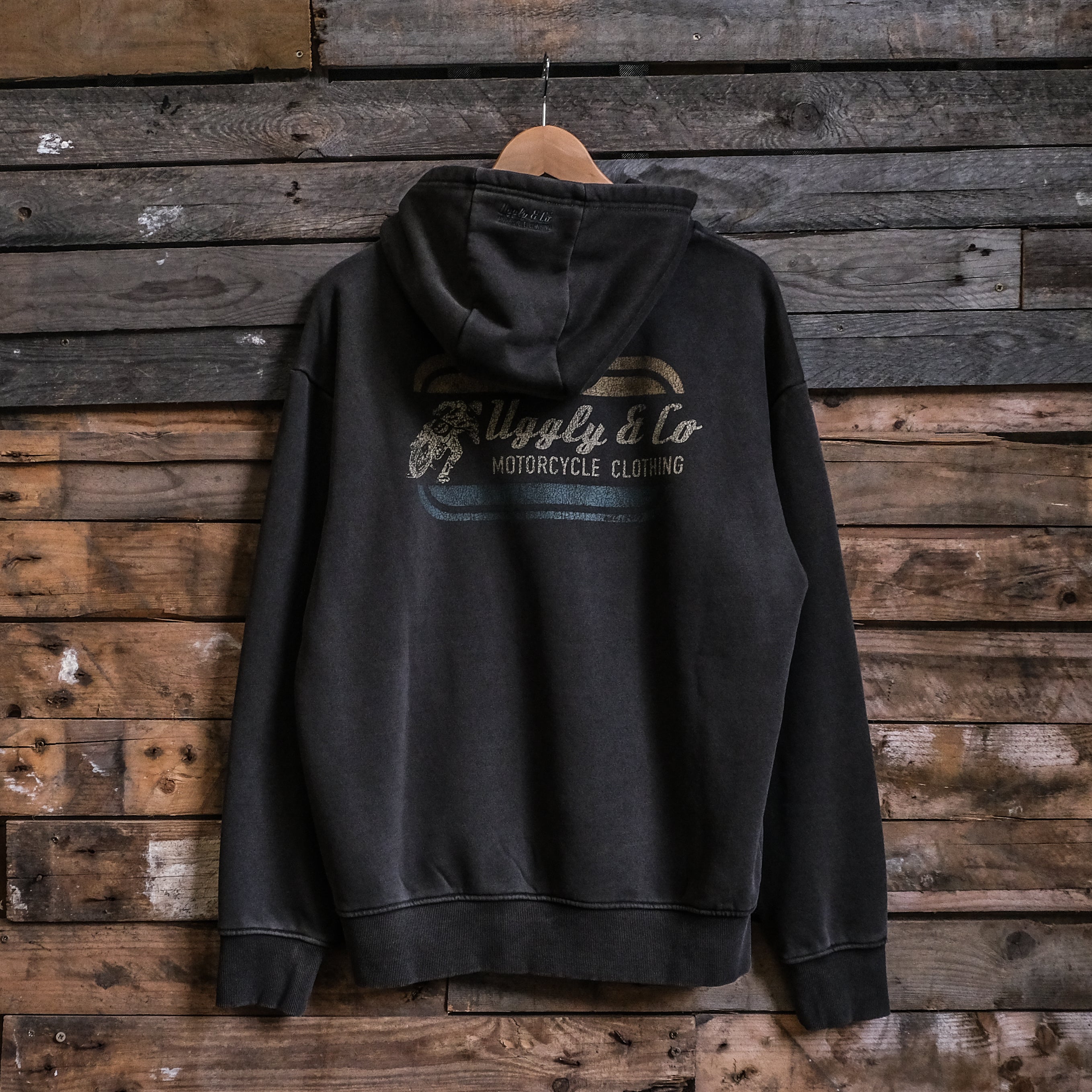 Uggly and Co Olive Flattrack Hoodie – Heavyweight Motorcycle Racing Gear