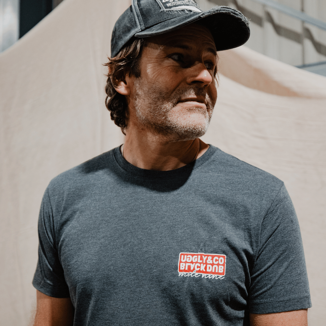 Uggly and Co x Black Dub Motorcycle Graphic Tee – Grey Cotton Fitted