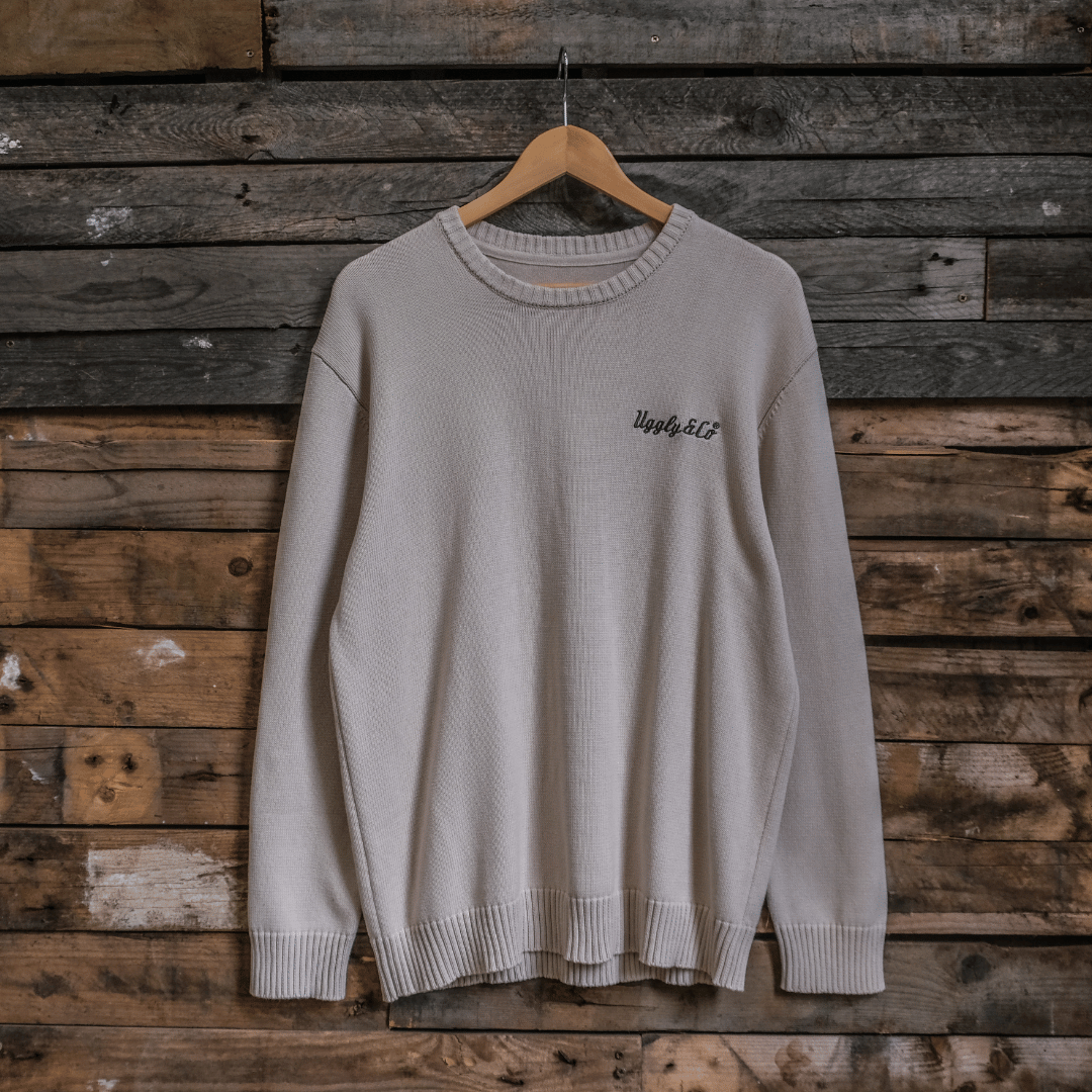 Uggly and Co Bone U&C Heavyweight Cotton Knit Jumper – Vintage Wash