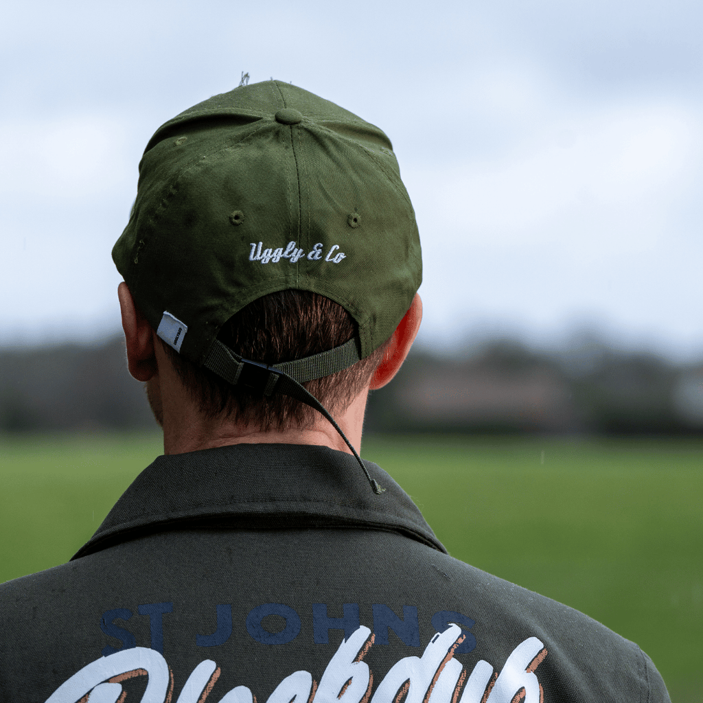 Uggly and Co Union Jack Diamond Vintage Cap – Green Cotton Aviation Hat
