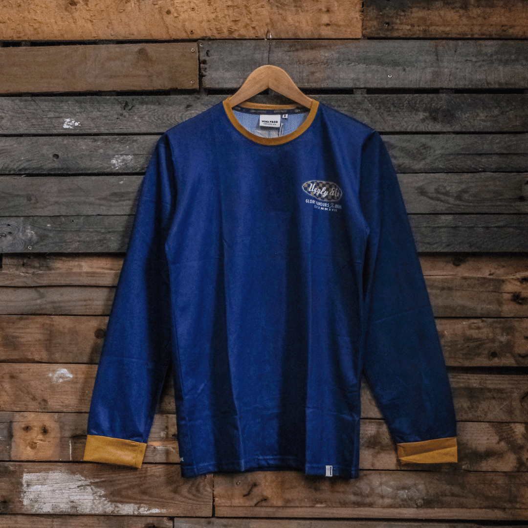 Uggly&Co Blue & Yellow Vintage Motocross Jersey – Breathable Mesh