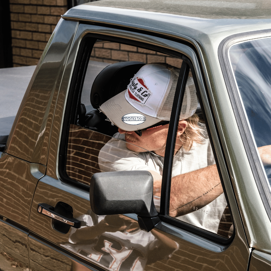 Uggly & Co Original Diamond Trucker Hat – Distressed Vintage Mesh Cap