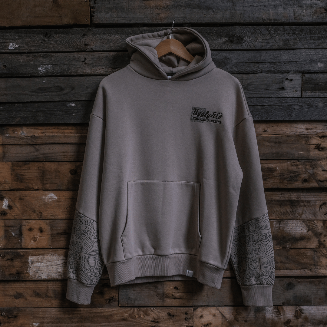 Uggly and Co Surf Diamond Hoodie – Heavyweight Fleece in Beige