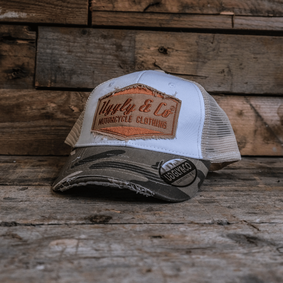 Uggly and Co Camo Diamond Trucker Hat – Distressed Adjustable Mesh Cap