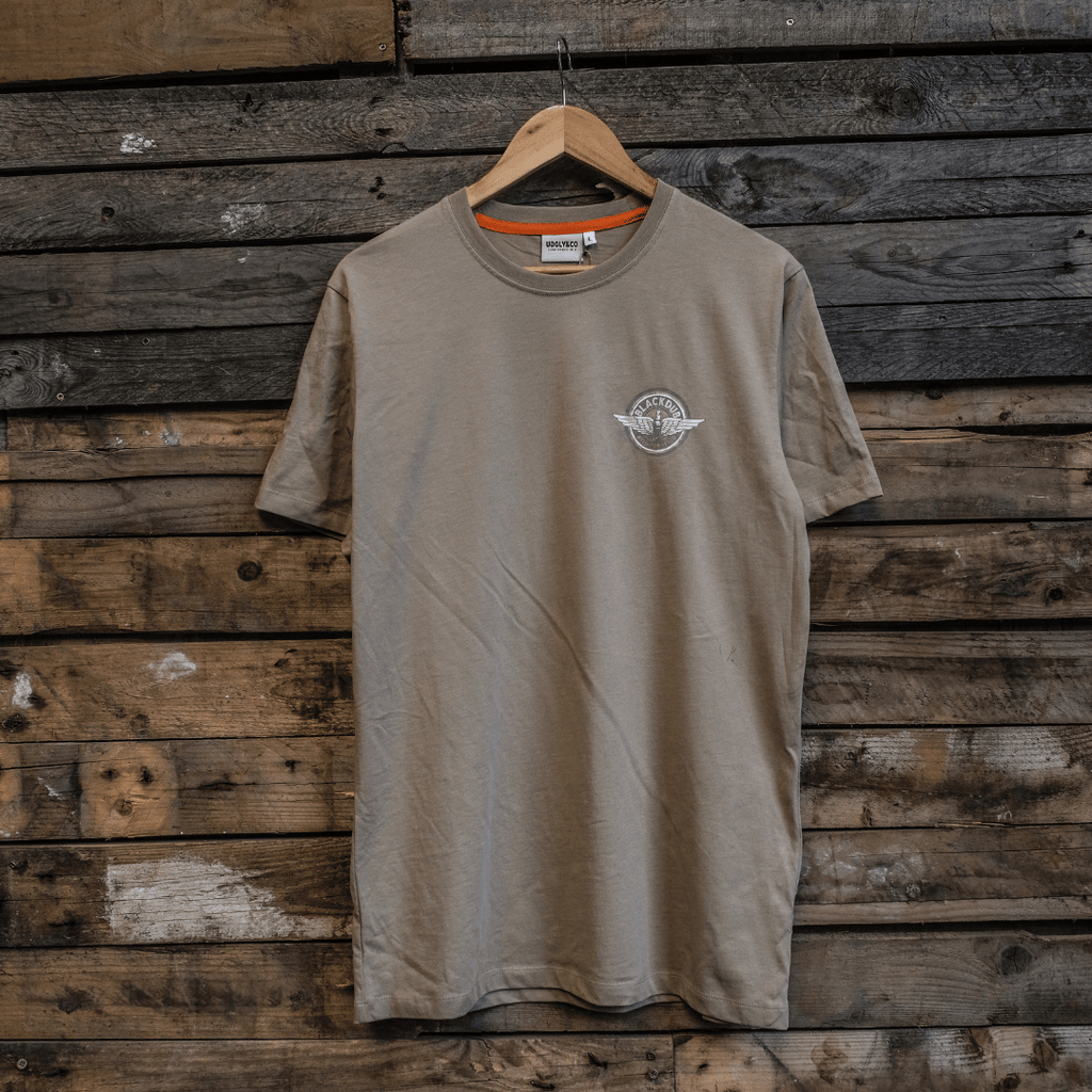 Uggly and Co Circle Wings Heavyweight Cotton Biker Tee - Beige