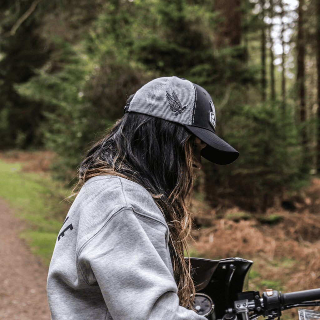Uggly and Co Mile 9 Wings Trucker Hat – Vintage Navy & Grey Mesh Cap