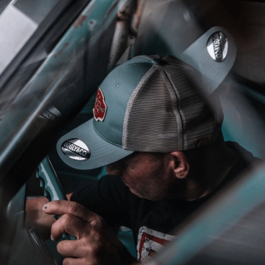 Uggly and Co Black Dub Garage Trucker Hat – Peppermint & Beige Mesh Cap