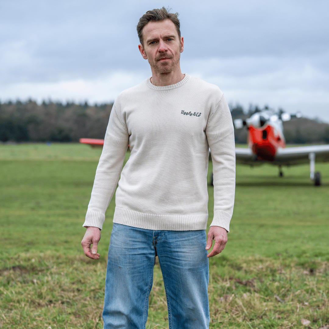 Uggly and Co Bone U&C Heavyweight Cotton Knit Jumper – Vintage Wash