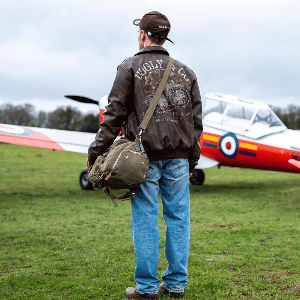 Uggly & Co Aviation Duffle Bag – Green Cotton Canvas Military Travel Bag