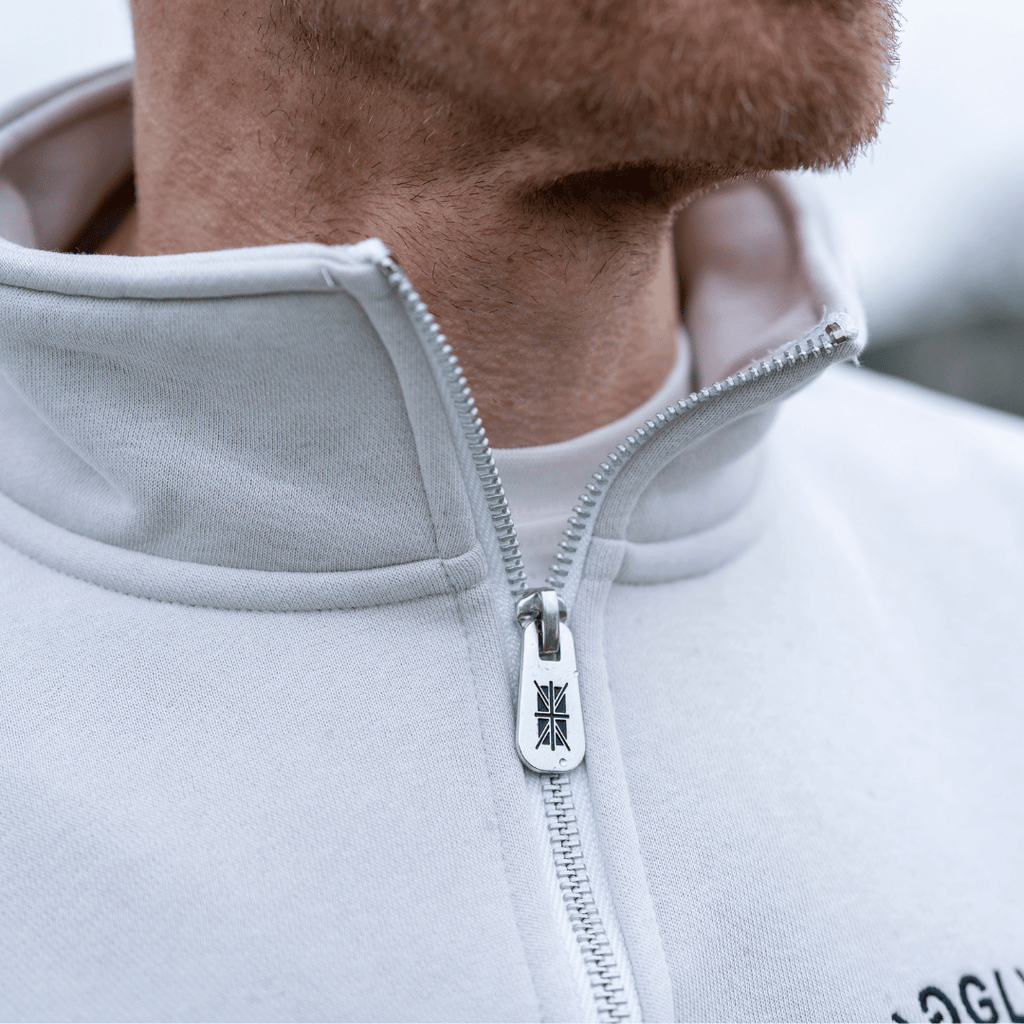 Uggly & Co Stone Union Jack Quarter-Zip – Heavyweight Fleece Jumper