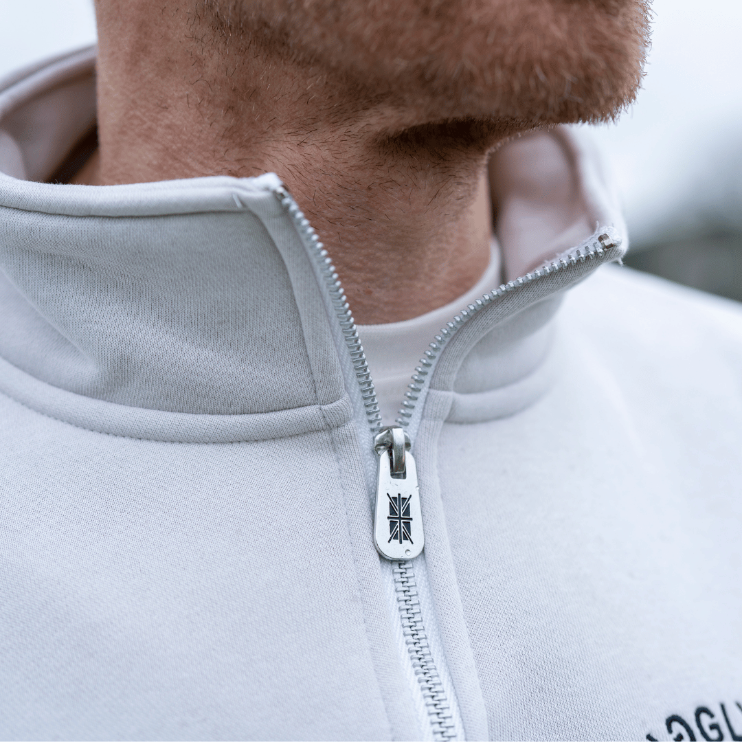 Uggly & Co Stone Union Jack Quarter-Zip – Heavyweight Fleece Jumper
