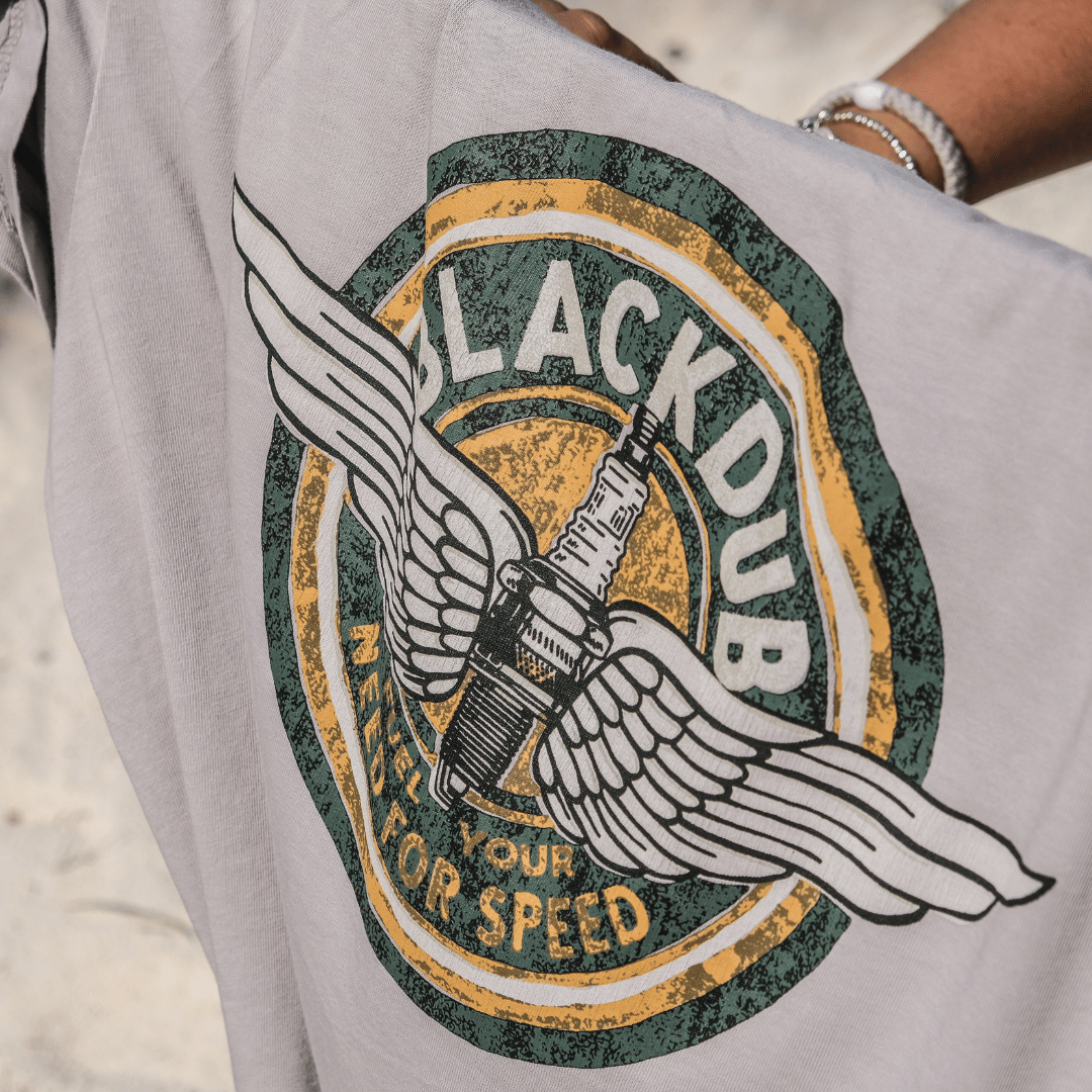 Uggly and Co Black Dub Circle Wings Cotton Graphic Tee – Stone