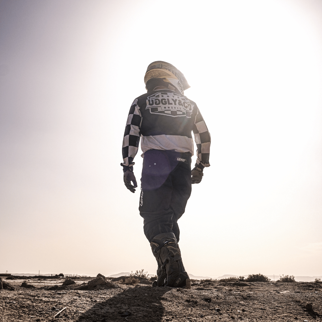 Uggly & Co Chequered Vintage Motocross Jersey - Blue & White MX Shirt