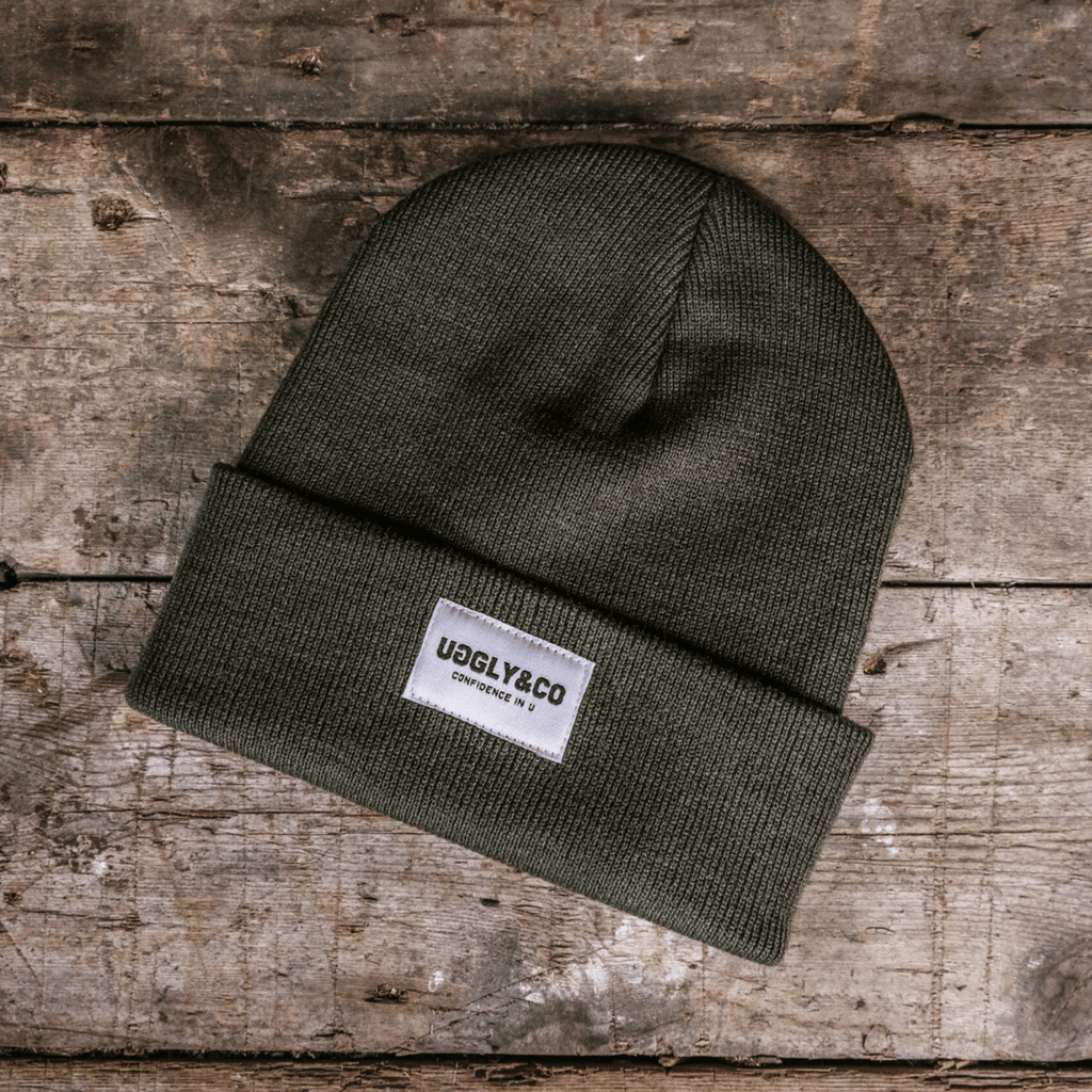 UGGLY&CO Olive Green Beanie – Soft-Touch Double Layer Knitted Hat