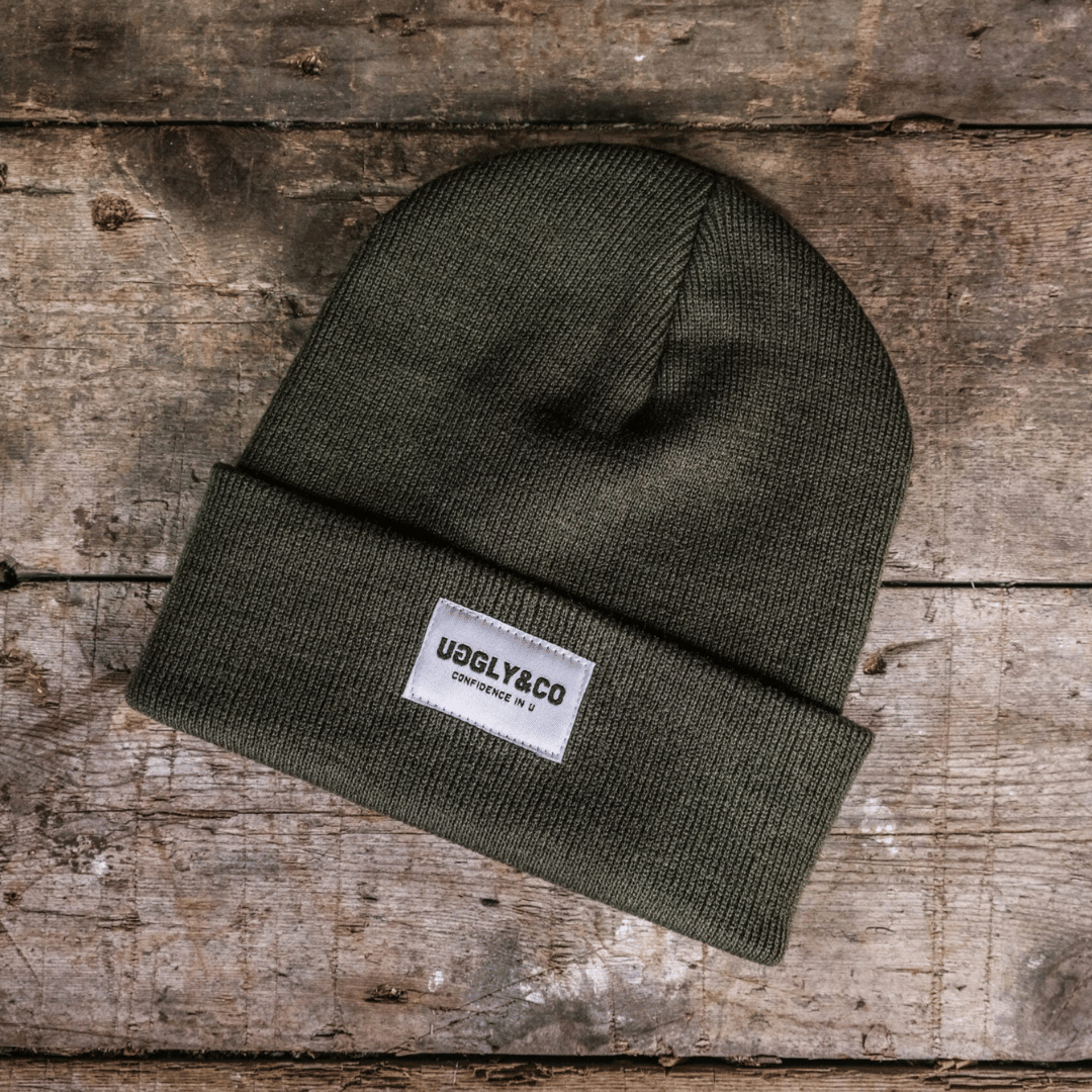 UGGLY&CO Olive Green Beanie – Soft-Touch Double Layer Knitted Hat