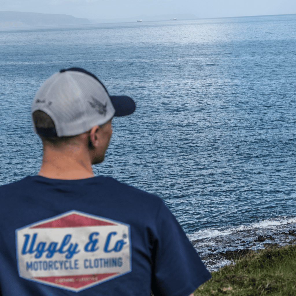Uggly & Co Blue Diamond Tee – Vintage Motorcycle Graphic Cotton T-Shirt