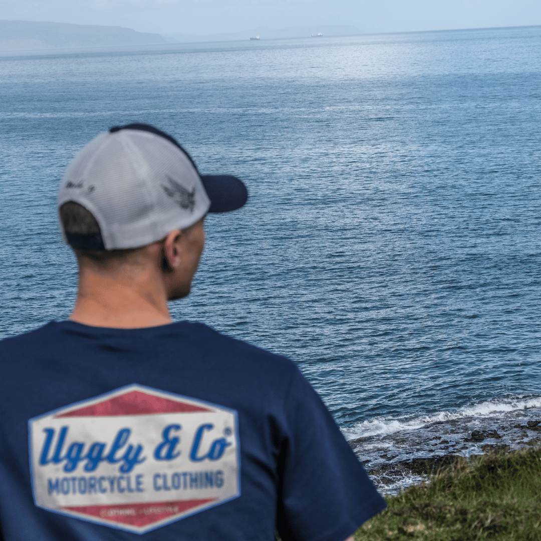 Uggly & Co Blue Diamond Tee – Vintage Motorcycle Graphic Cotton T-Shirt