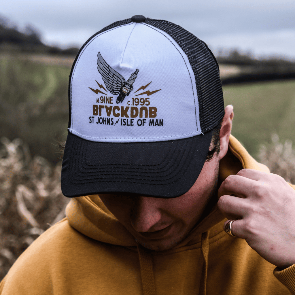 Uggly and Co Black Dub Garage Trucker Hat – Isle of Man Spark-Plug Cap