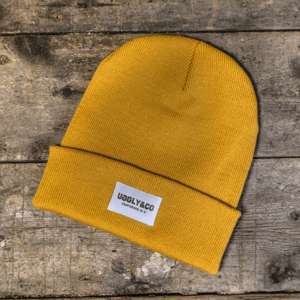 Uggly and Co Yellow Fisherman Beanie – Soft Acrylic Cuffed Knit Cap