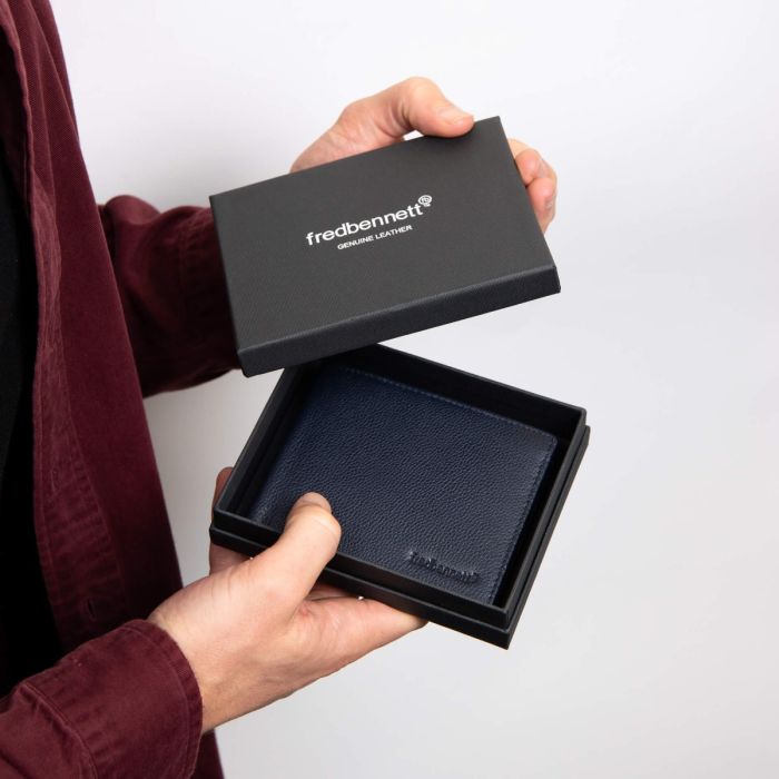Navy Blue Leather Wallet | Gecko Jewellery Retail Personalised Gift