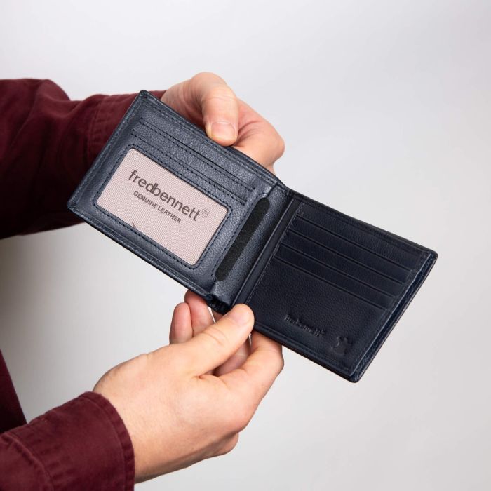 Navy Blue Leather Wallet | Gecko Jewellery Retail Personalised Gift
