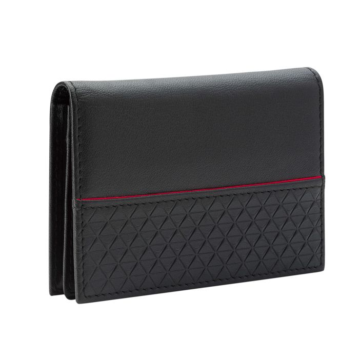 Gecko Jewellery Black Leather Card Holder – Personalised Red Stitching