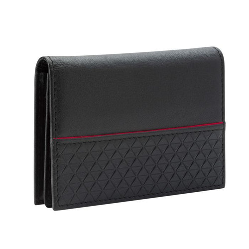 Gecko Jewellery Black Leather Card Holder – Personalised Red Stitching