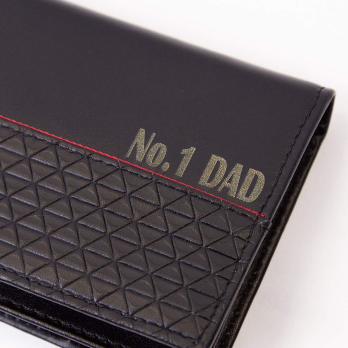 Gecko Jewellery Black Leather Card Holder – Personalised Red Stitching