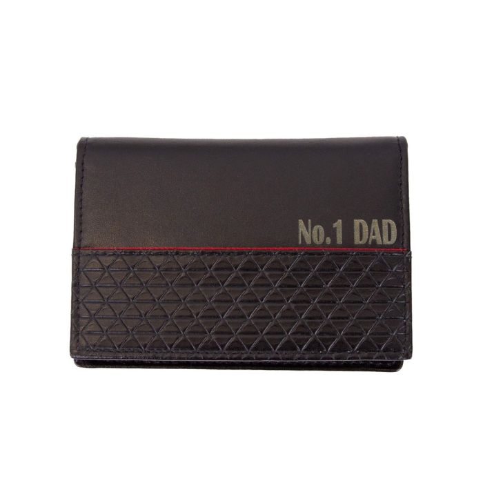 Gecko Jewellery Black Leather Card Holder – Personalised Red Stitching