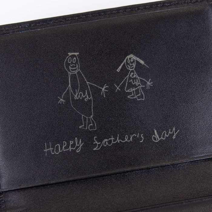 Gecko Jewellery Black Leather Card Holder – Personalised Red Stitching