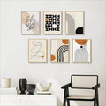 6pcs Boho Abstract Wall Art Prints – Modern Geometric Set for Living Room & Bedroom