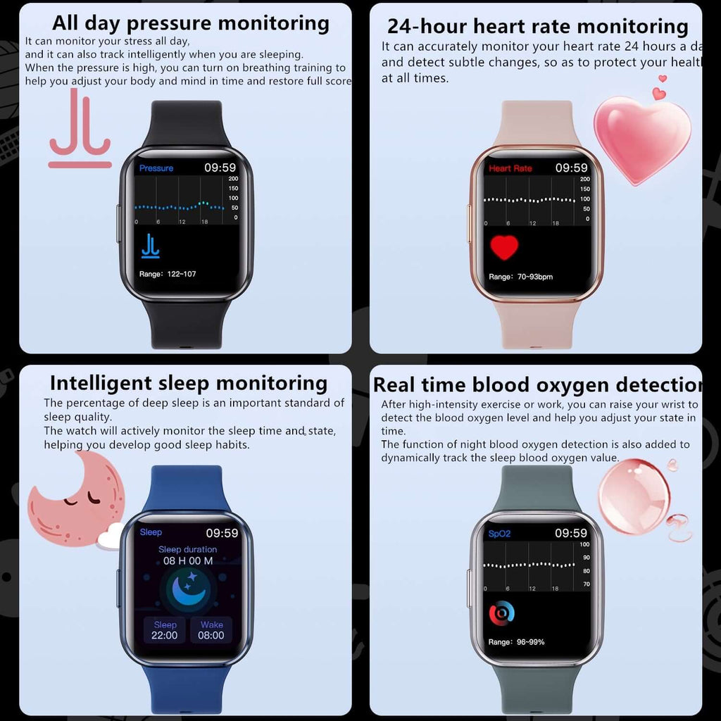Waterproof Smart Fitness Watch – Heart Rate, Step, and Sleep Tracker (Unisex)