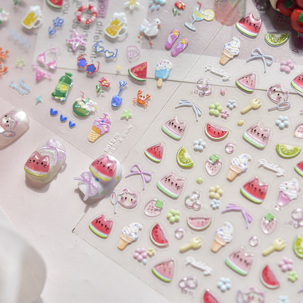 LuLuFun Studio Summer Holiday Nail Deco Stickers - Ultra-Thin Nail Art