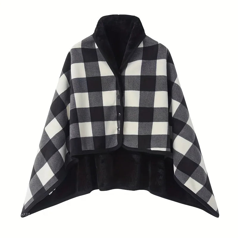 Wearable Flannel Blanket Shawl – Soft Fleece Wrap for Home & Office