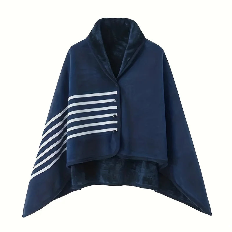 Wearable Flannel Blanket Shawl – Soft Fleece Wrap for Home & Office