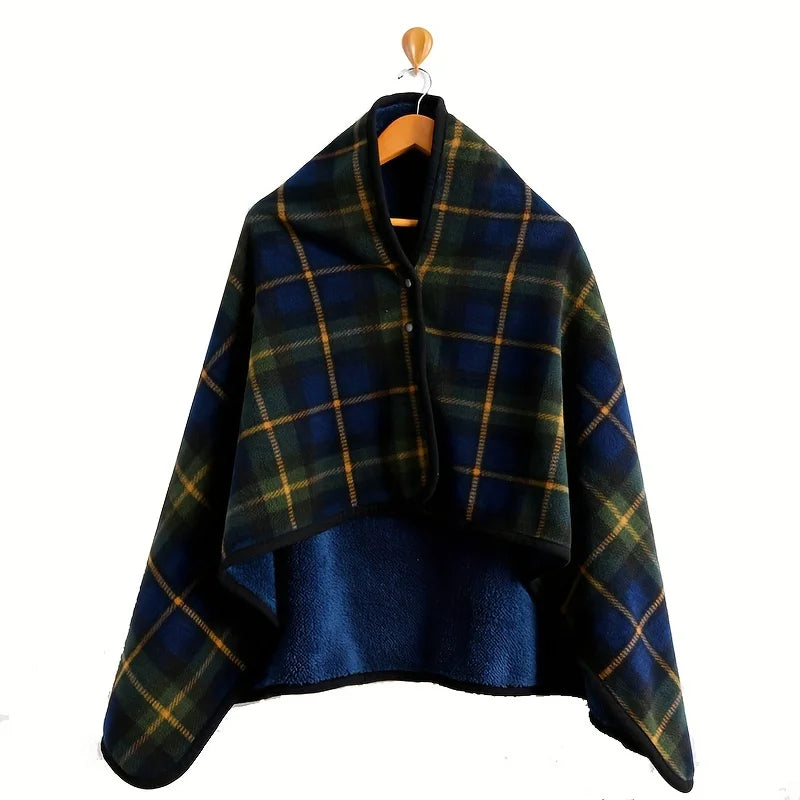 Wearable Flannel Blanket Shawl – Soft Fleece Wrap for Home & Office