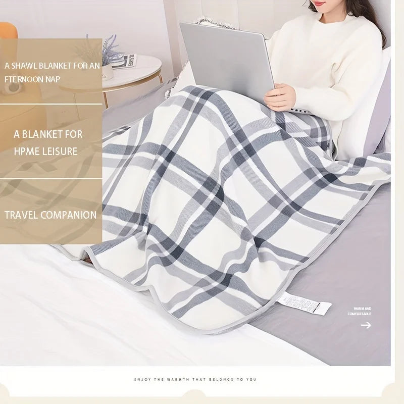 Wearable Flannel Blanket Shawl – Soft Fleece Wrap for Home & Office