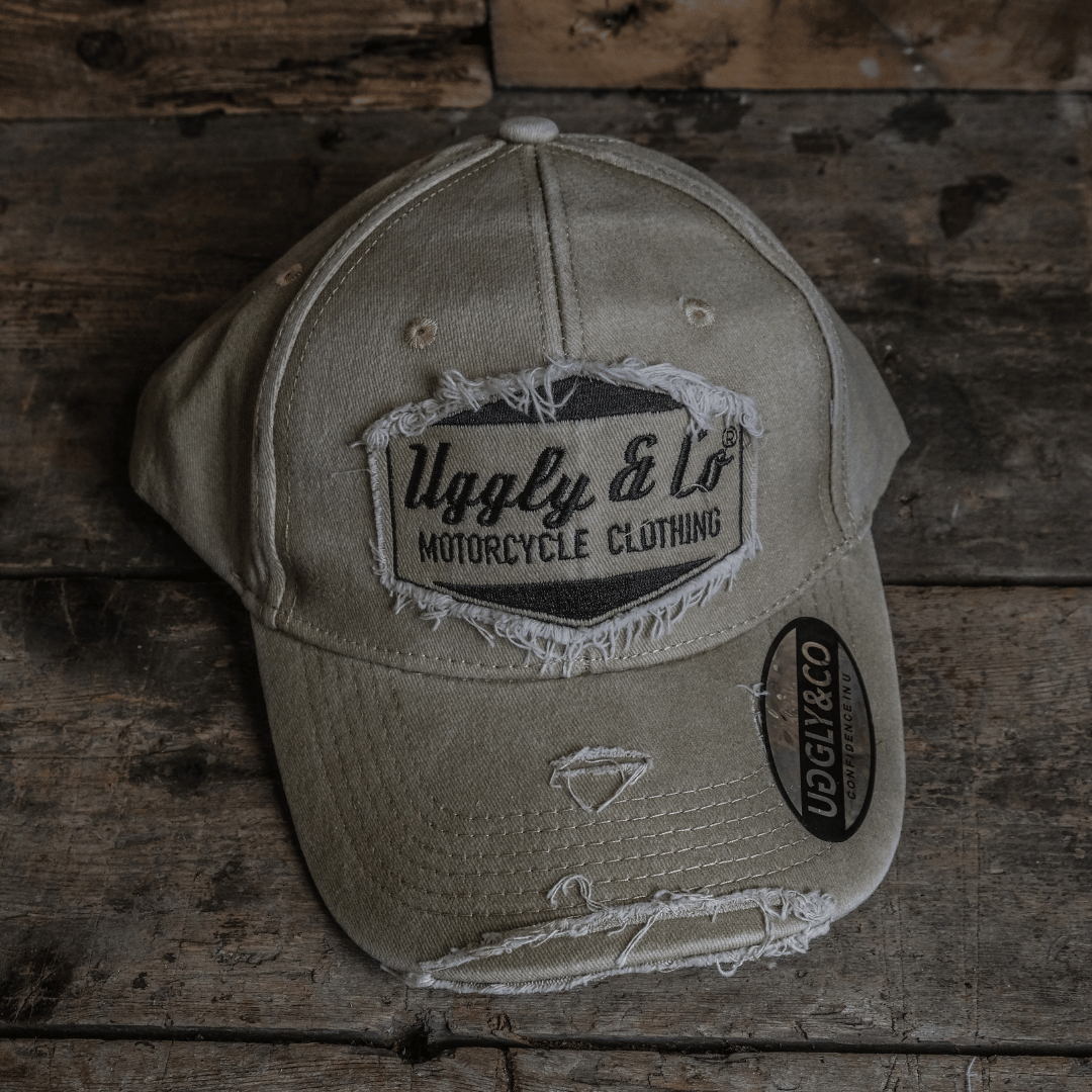 Uggly and Co Beige Diamond Vintage Baseball Cap – Acid Wash Distressed