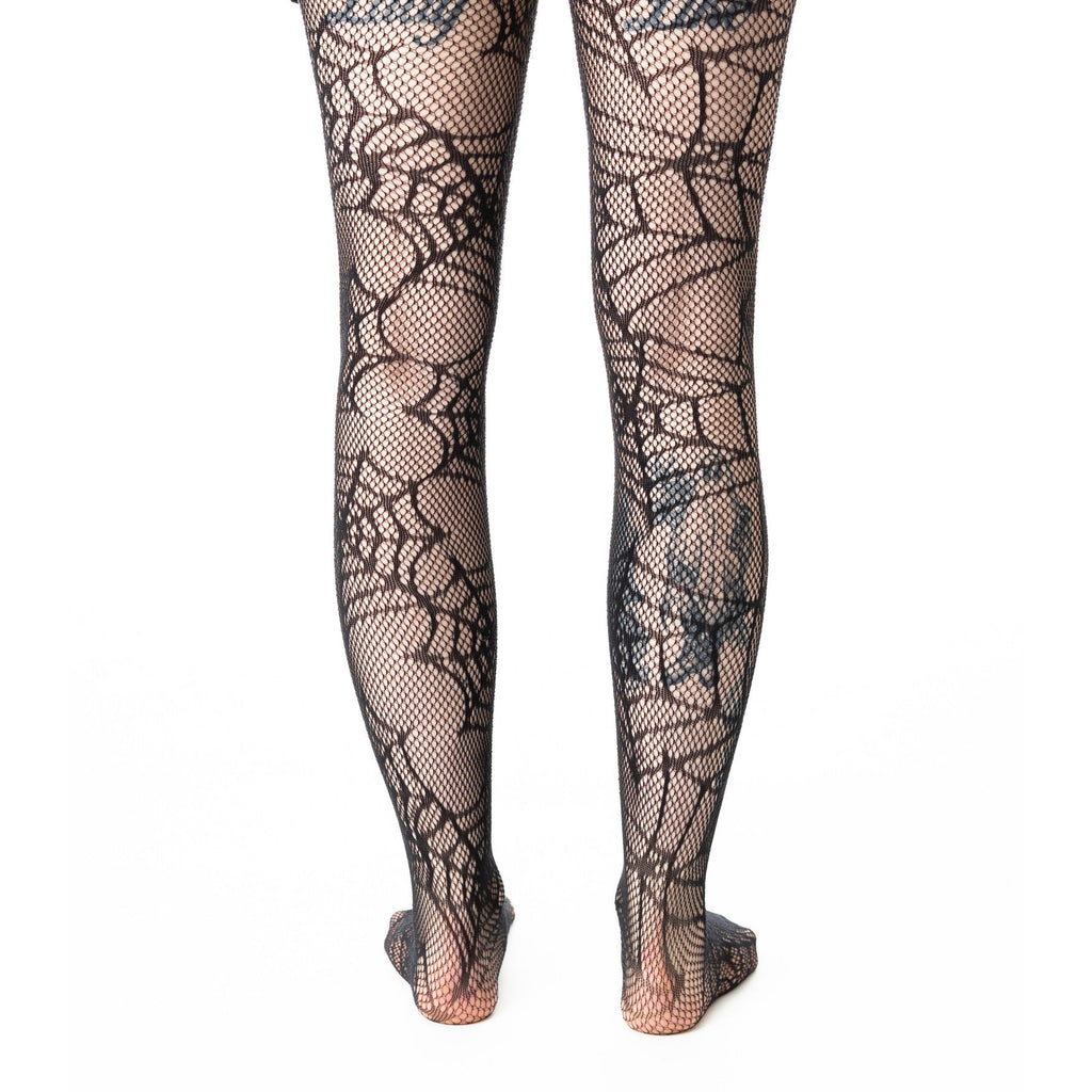 Poizen Industries Web Weaver Tights – Black Gothic Spiderweb Fishnet